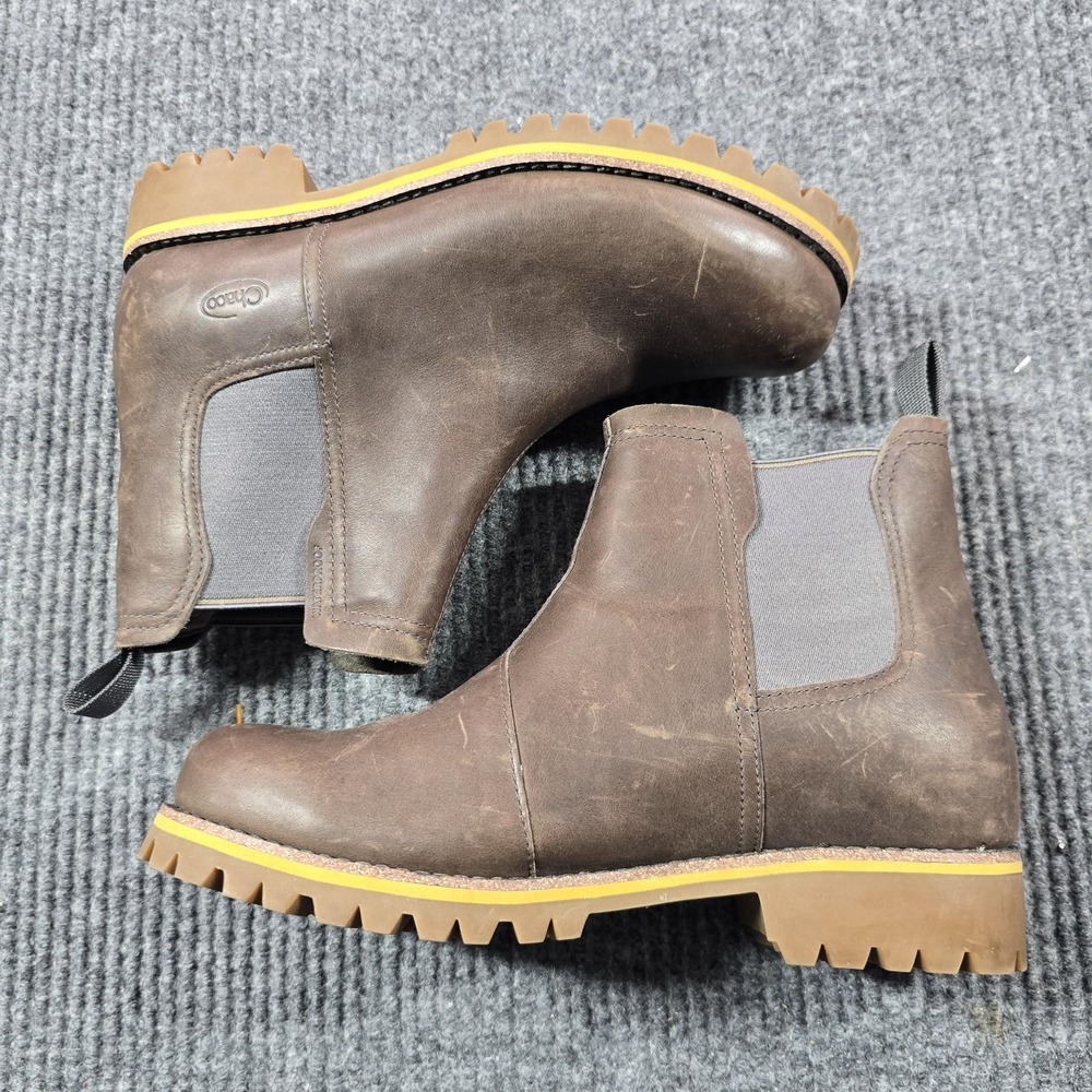 Chaco Boots Women Size 8.5 Brown Leather Fields Chelsea Ankle Lug Sole JCH107428 - Picture 2 of 13